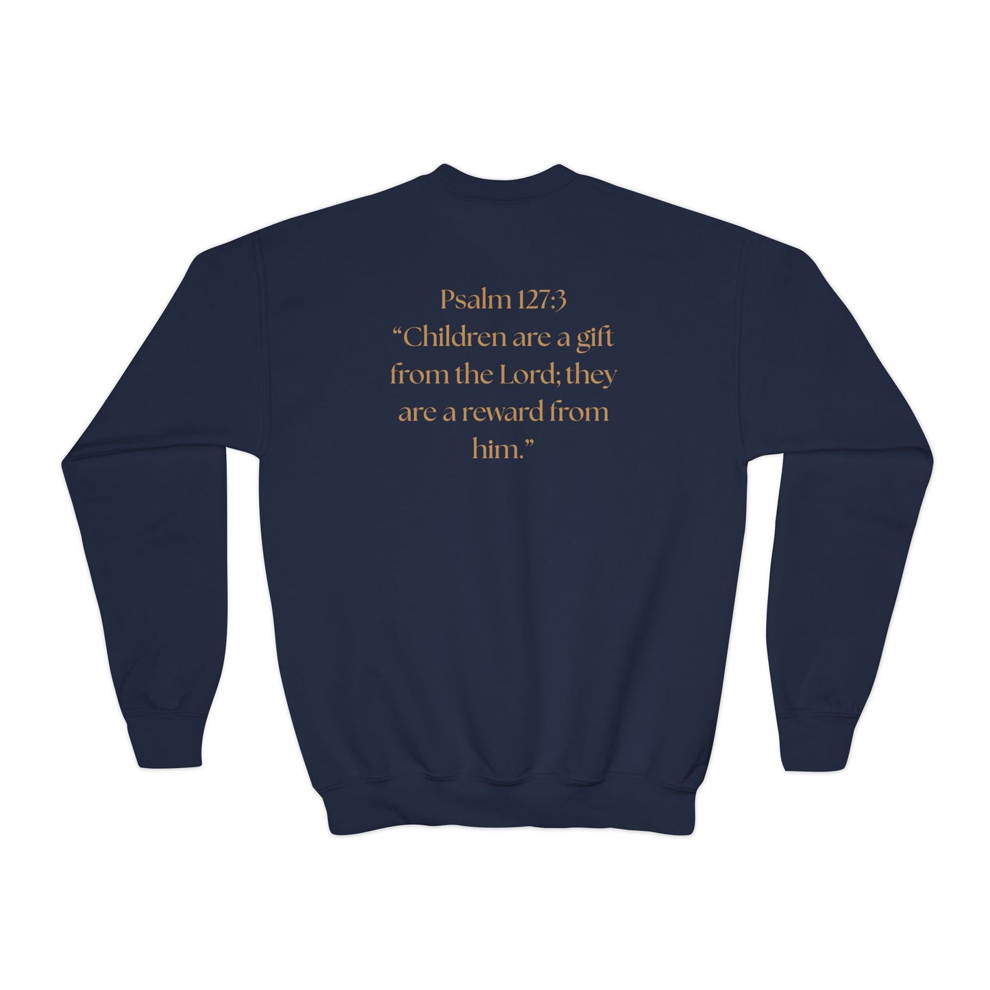 "Children of the King" Youth Sweatshirt GOLD Lion Crown Design with Psalm 127:3