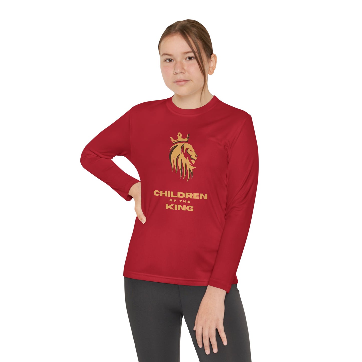 Children of the King Youth Long Sleeve Tee — Golden Lion Crest & Proverbs 22:6