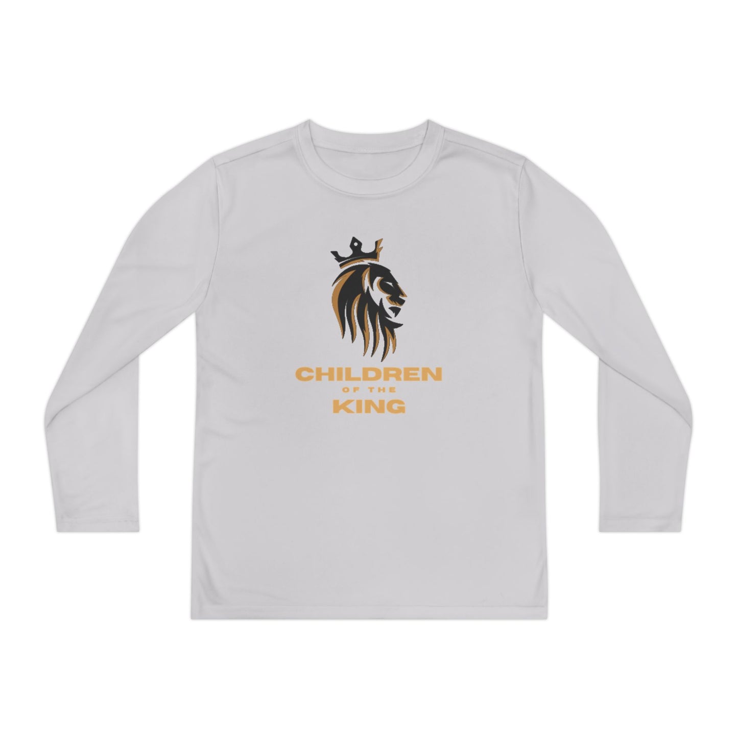 Children of the King Youth Long Sleeve Tee — Black Lion Crown with Proverbs 22:6