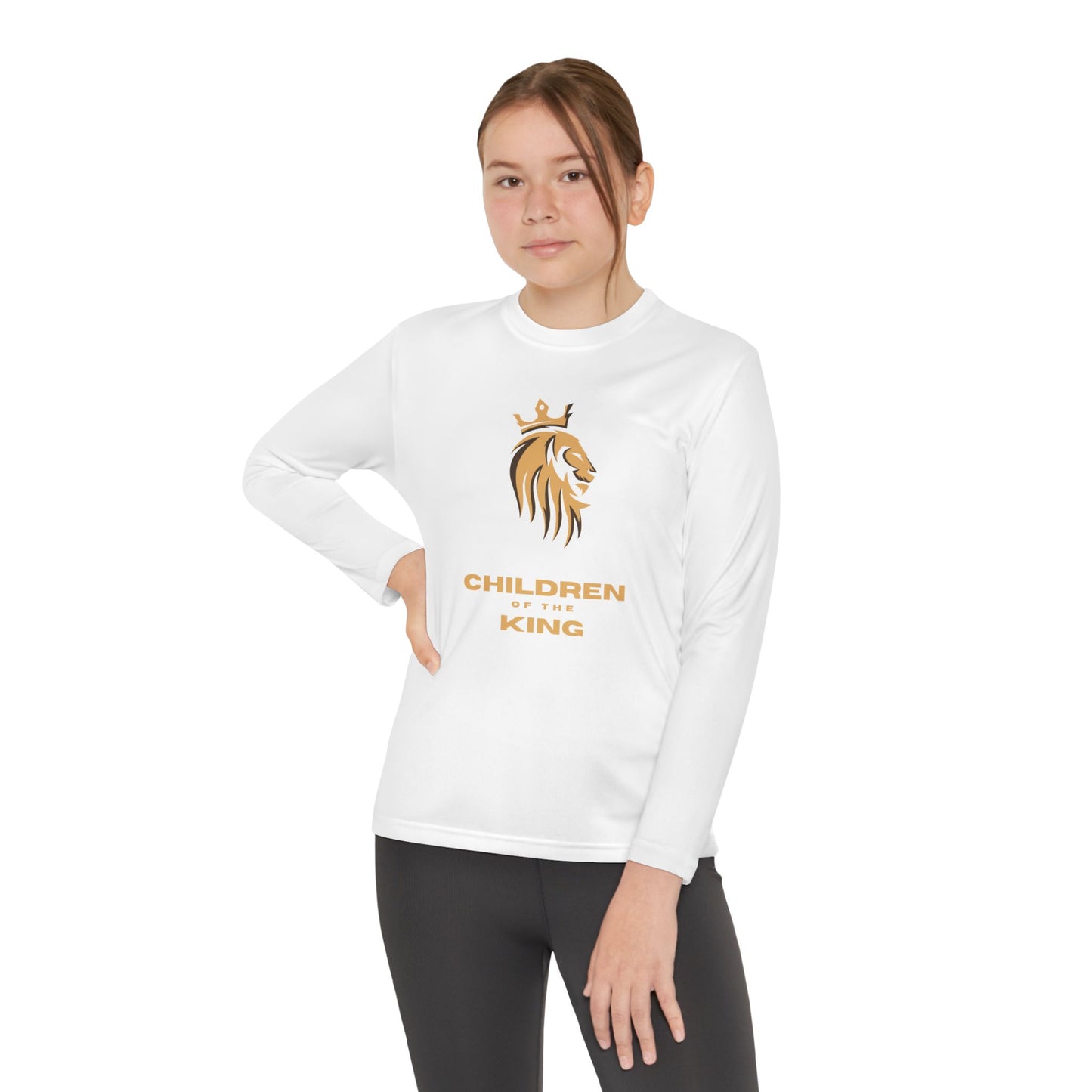 Children of the King Youth Long Sleeve Tee — Golden Lion Crest & Proverbs 22:6