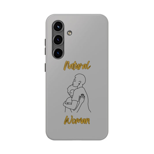 Natural Woman Safe With Momma (BL) Tough Phone Cases LIGHT GREY