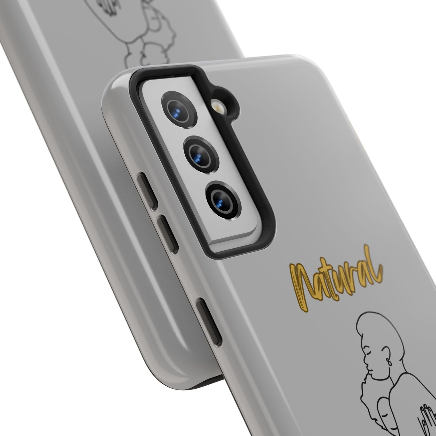 Natural Woman Safe With Momma (BL) Tough Phone Cases LIGHT GREY