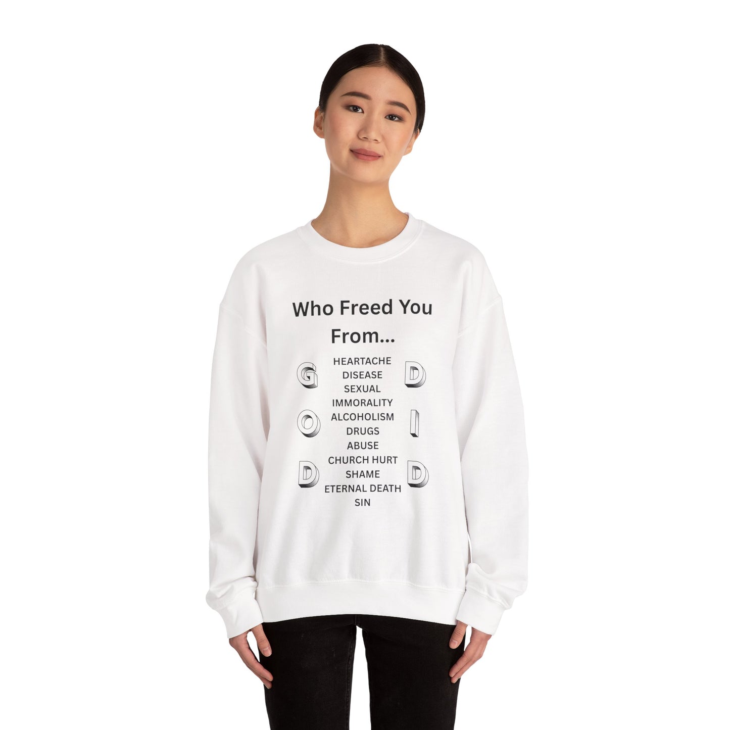 "GOD DID" (BL) Crewneck Sweatshirt w/ Scripture Design (1 John 1:9)