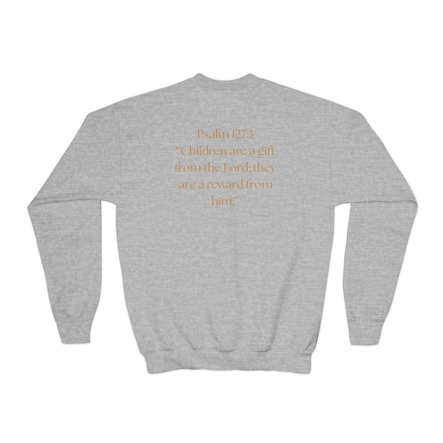 "Children of the King" Youth Crewneck Sweatshirt WHITE Lion Design with Psalm 127:3