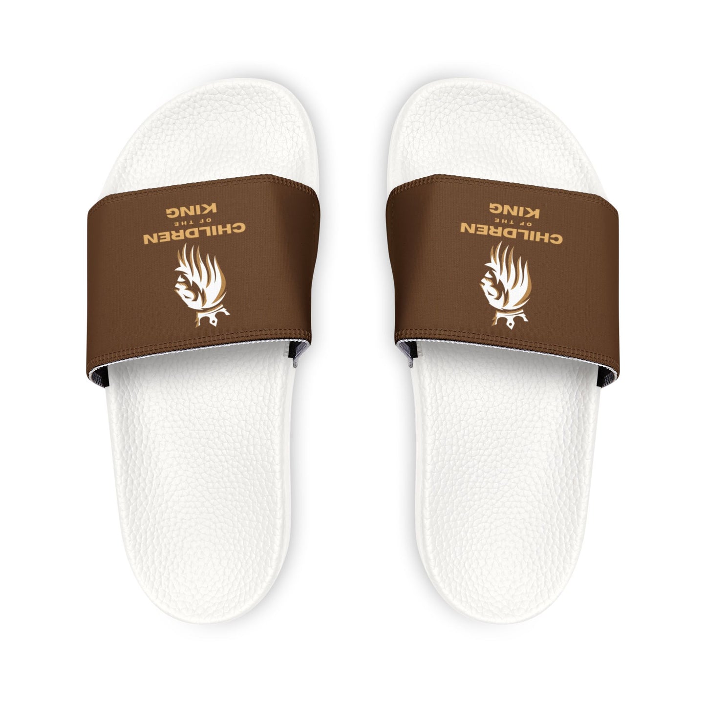 "Children of the King" WHITE Lion - BROWN Youth Slide Sandals