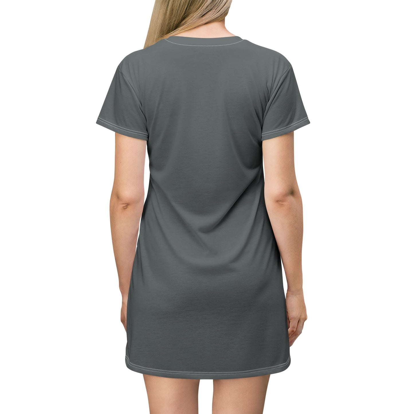 Strong Momma T-Shirt Dress (AOP/BL) Dark Grey