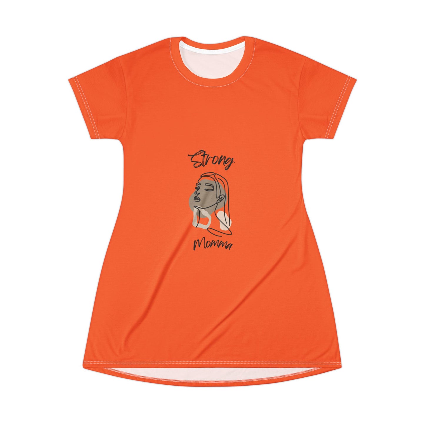 Strong Momma T-Shirt Dress (AOP/BL) Orange
