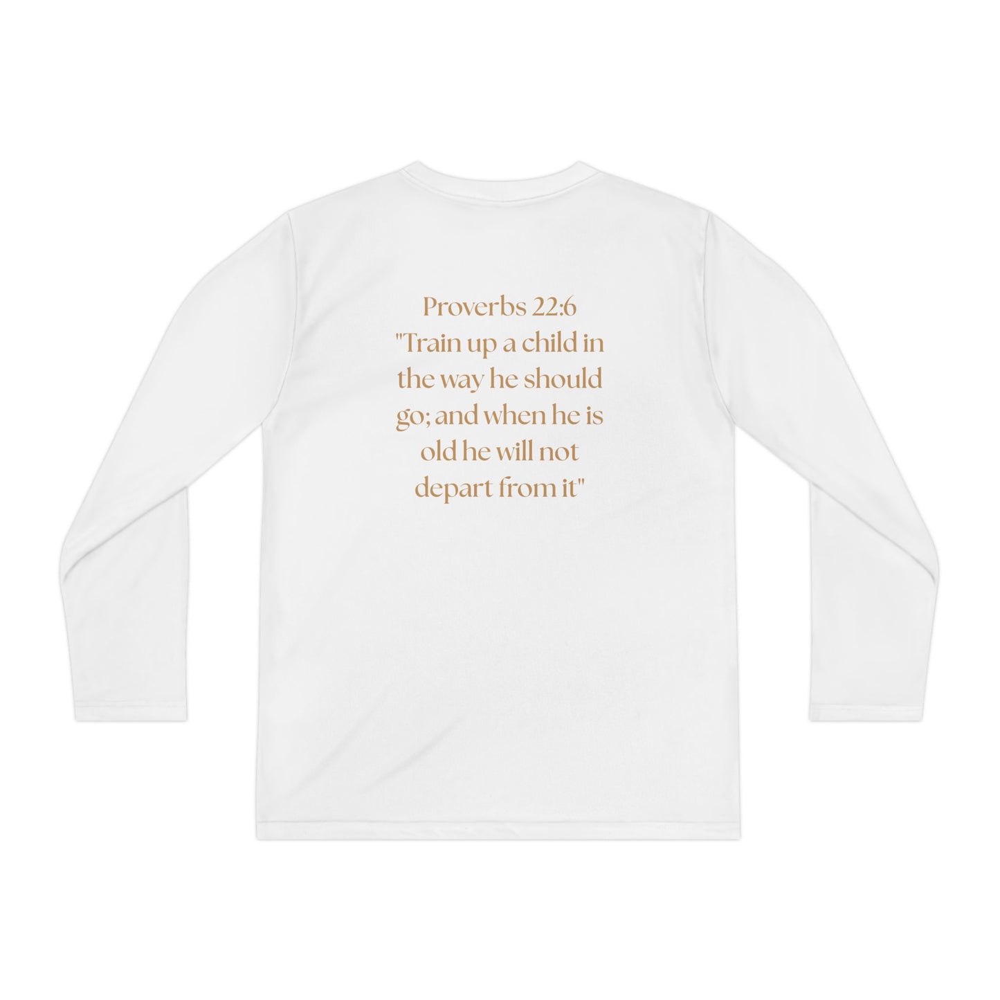 Children of the King Youth Long Sleeve Tee — Black Lion Crown with Proverbs 22:6