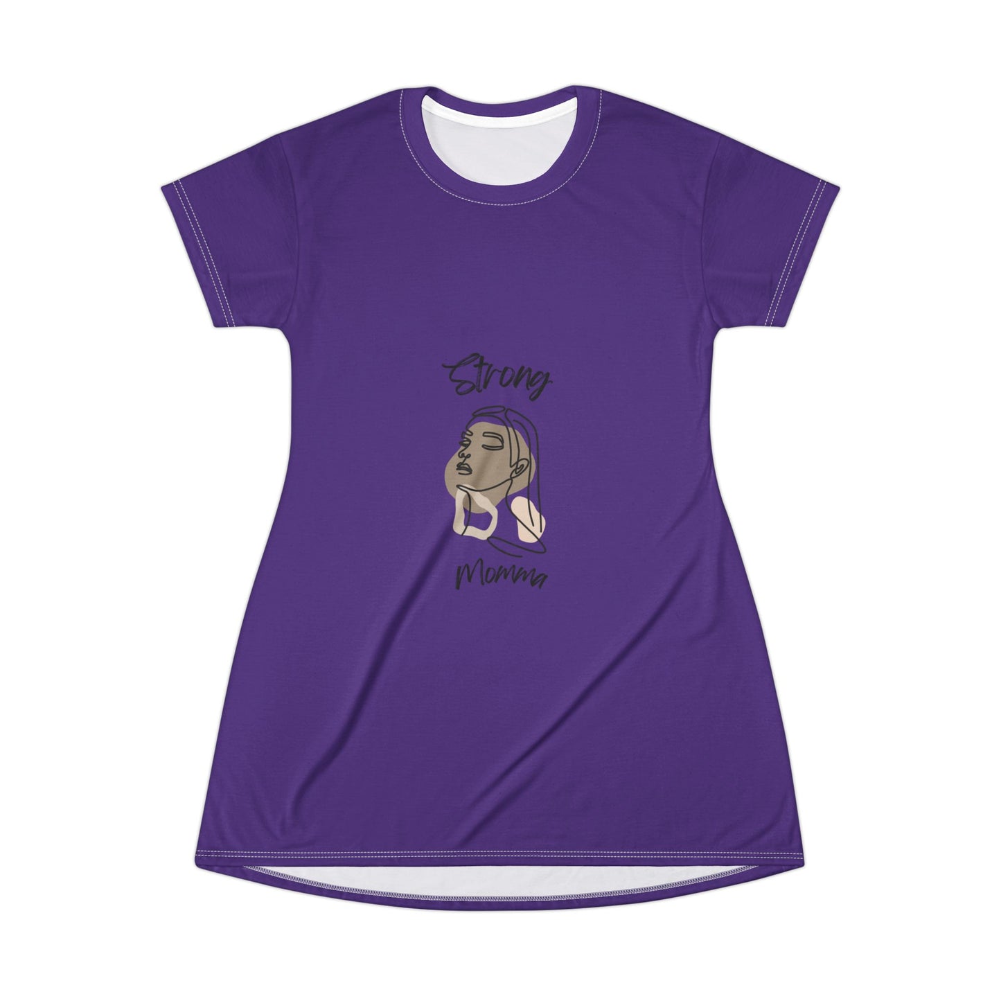Strong Momma T-Shirt Dress (AOP/BL) Purple