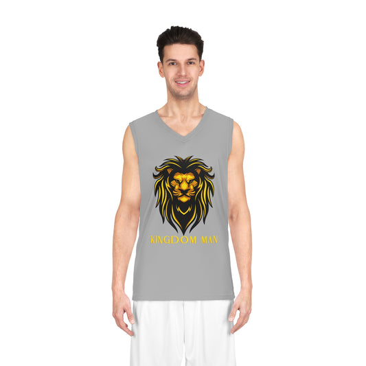 Kingdom Man (Gold) Basketball Jersey LIGHT GREY