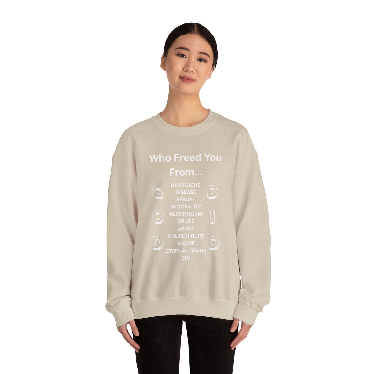 "GOD DID" (WL) Crewneck Sweatshirt w/ Scripture Design (1 John 1:9)