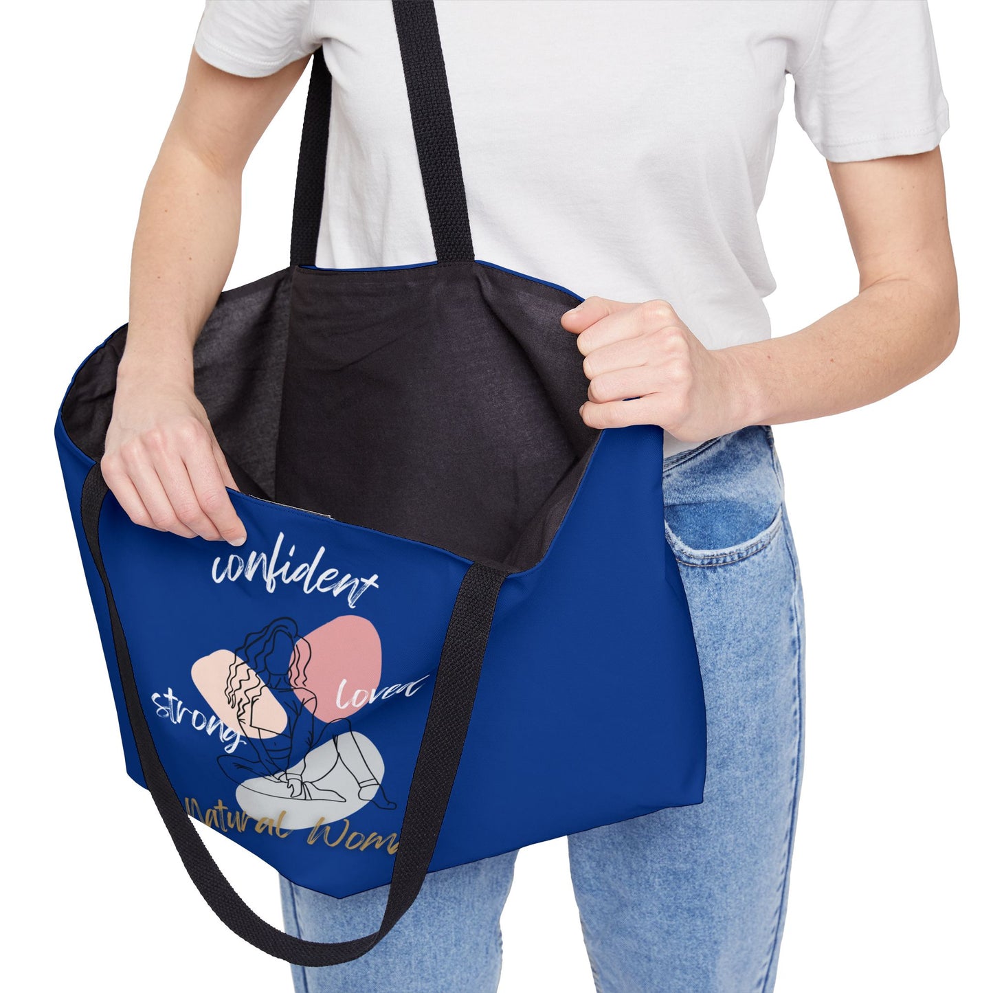 Natural Woman Strong Confident Loved (WL) Weekender Tote Bag DARK BLUE