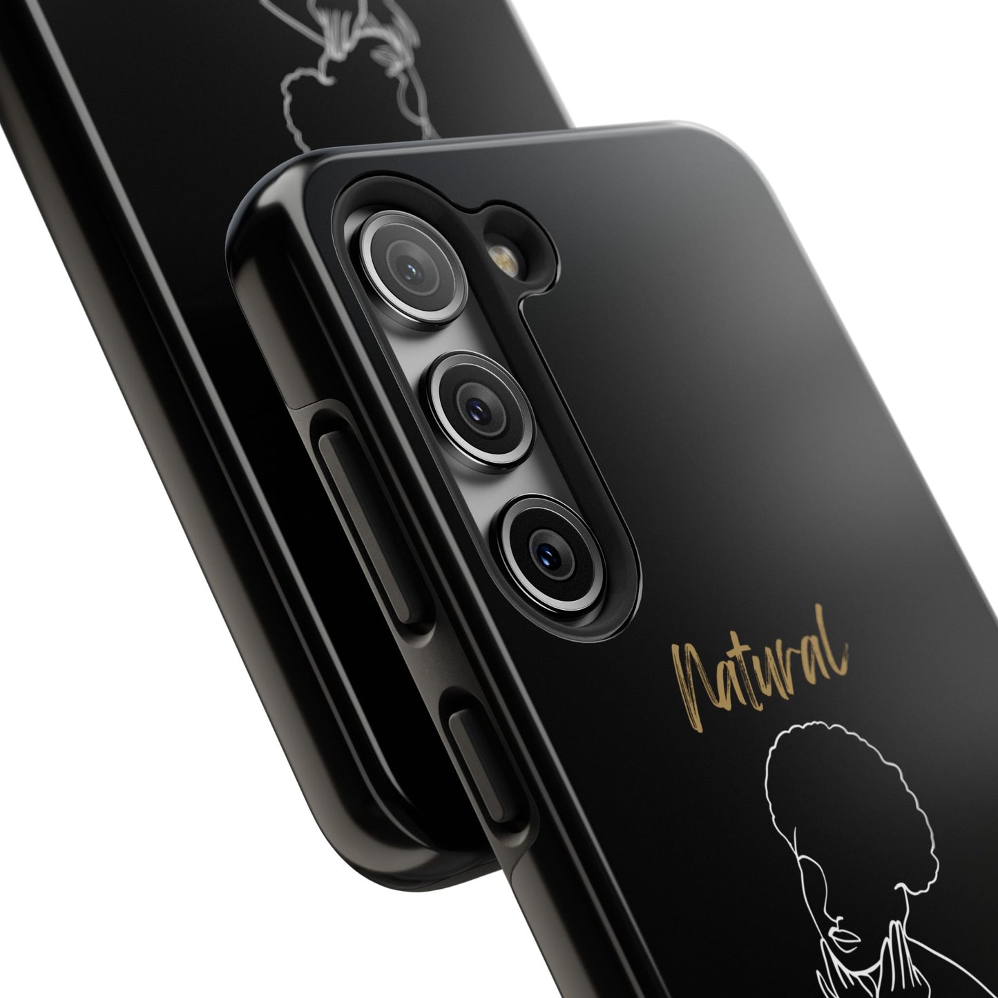 Natural Woman Cute Afro(WL)Tough Phone Cases BLACK