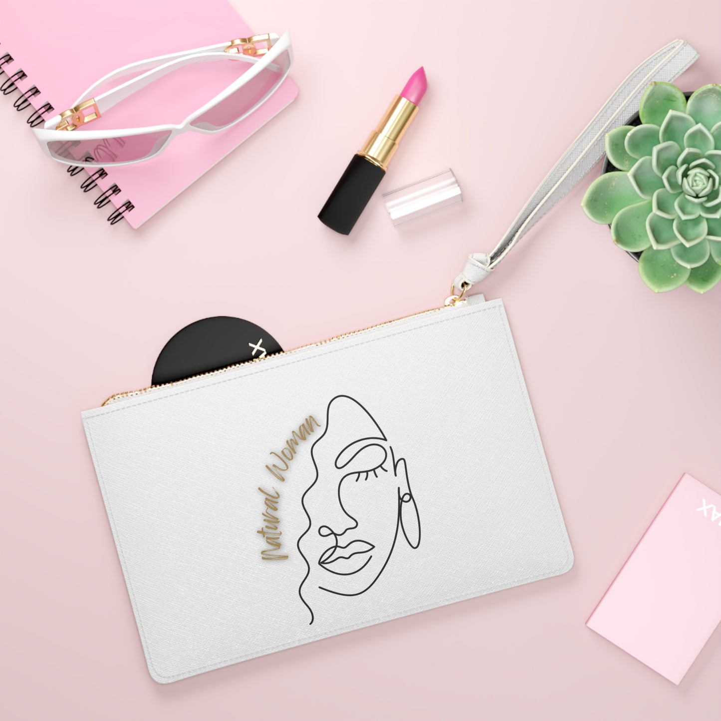 Natural Woman Half Face (BL) Clutch Bag WHITE
