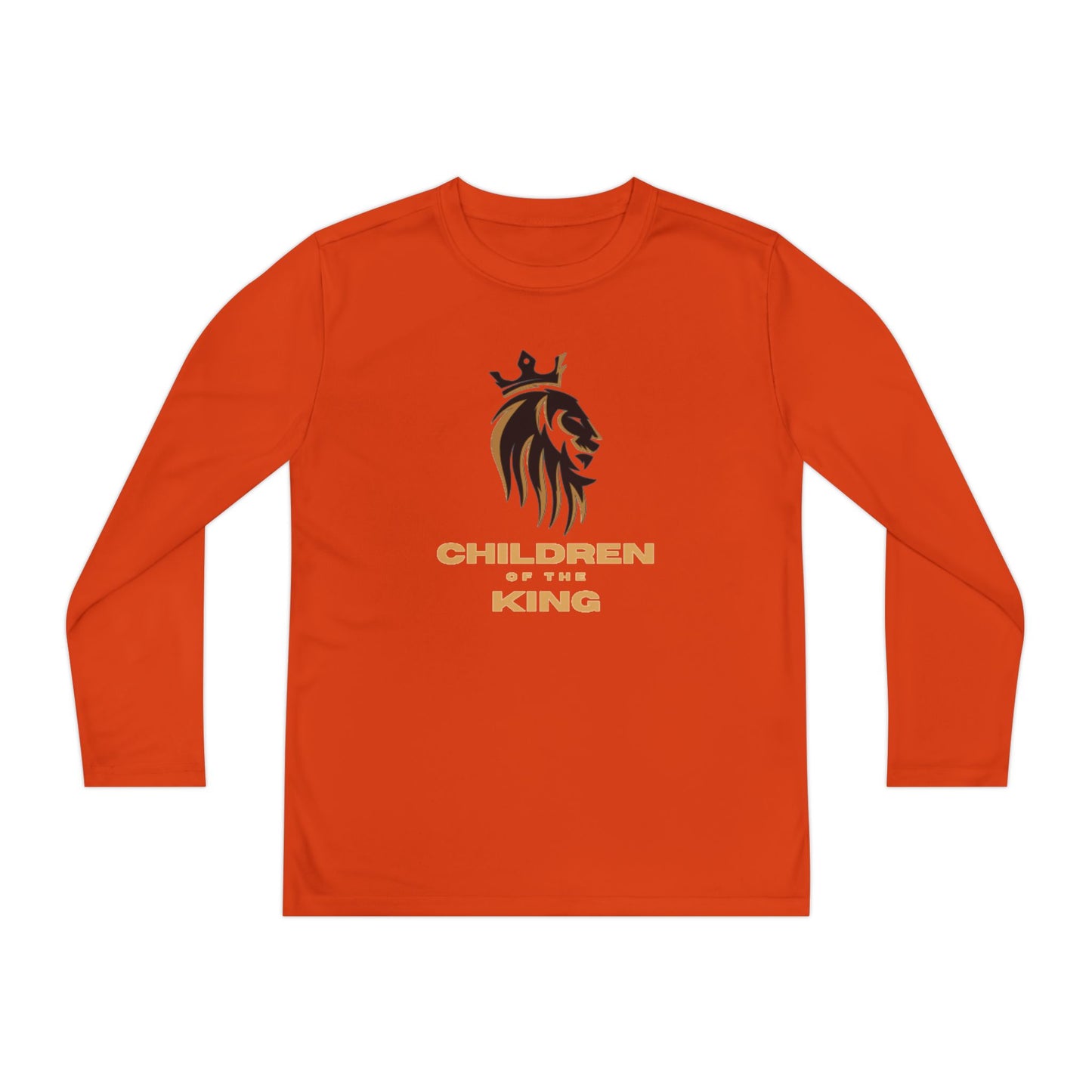Children of the King Youth Long Sleeve Tee — Black Lion Crown with Proverbs 22:6
