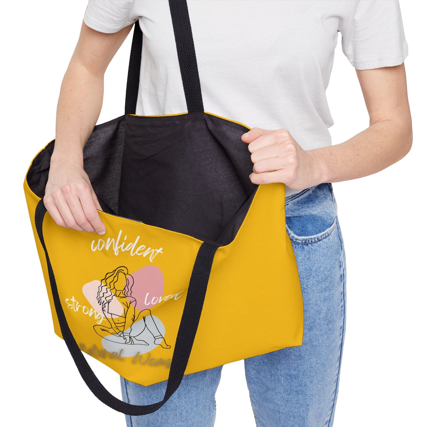 Natural Woman Strong Confident Loved (WL) Weekender Tote Bag YELLOW