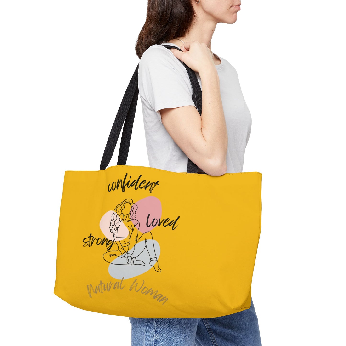 Natural Woman Strong Confident Loved (BL) Weekender Tote Bag YELLOW
