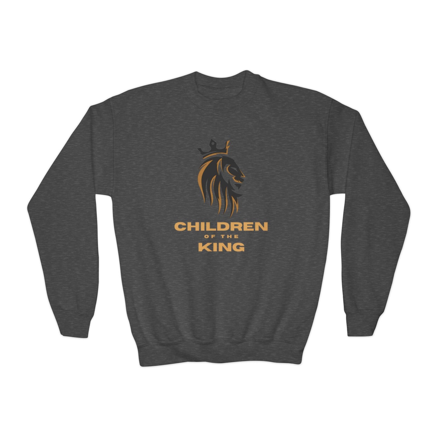 "Children of the King" Youth Crewneck Sweatshirt BLACK Lion Crown Psalm 127:3