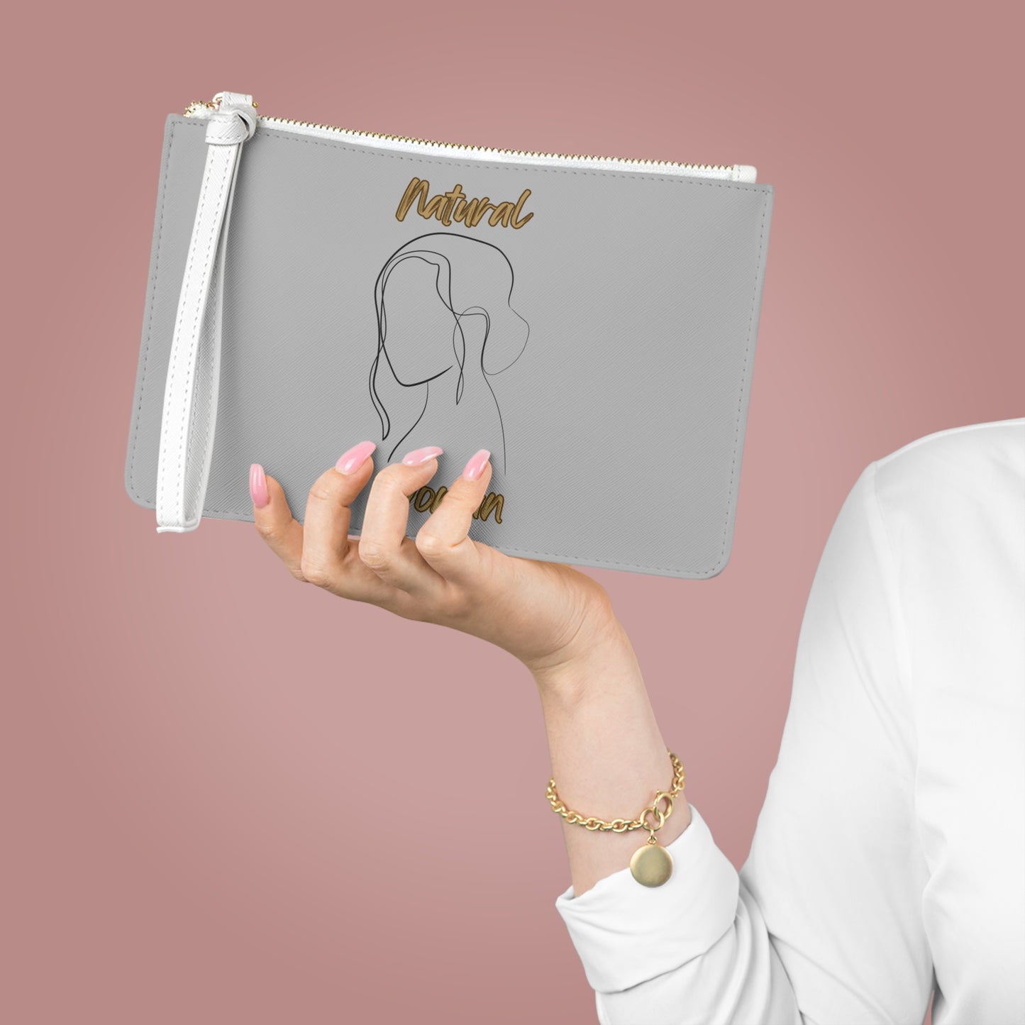Natural Woman Hanging Hair (BL) Clutch Bag LIGHT GREY