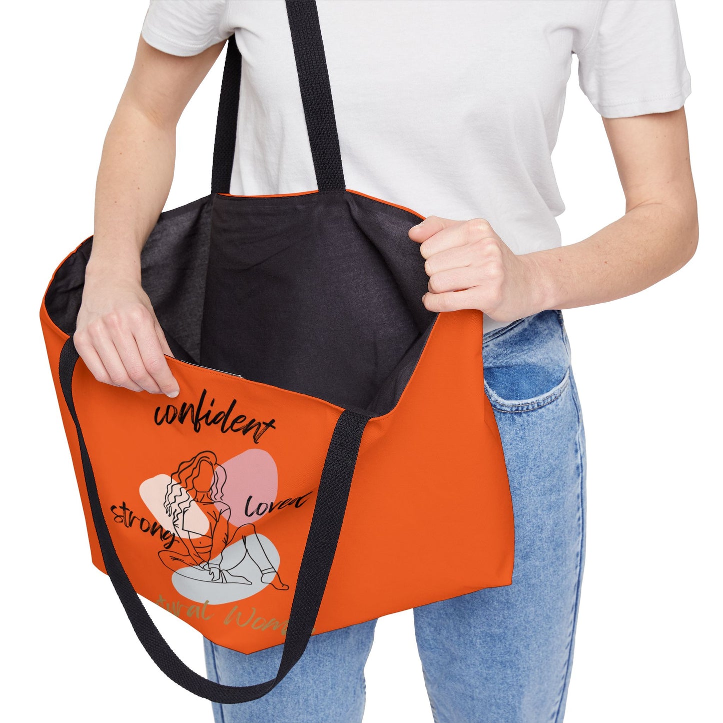 Natural Woman Strong Confident Loved (BL) Weekender Tote Bag ORANGE