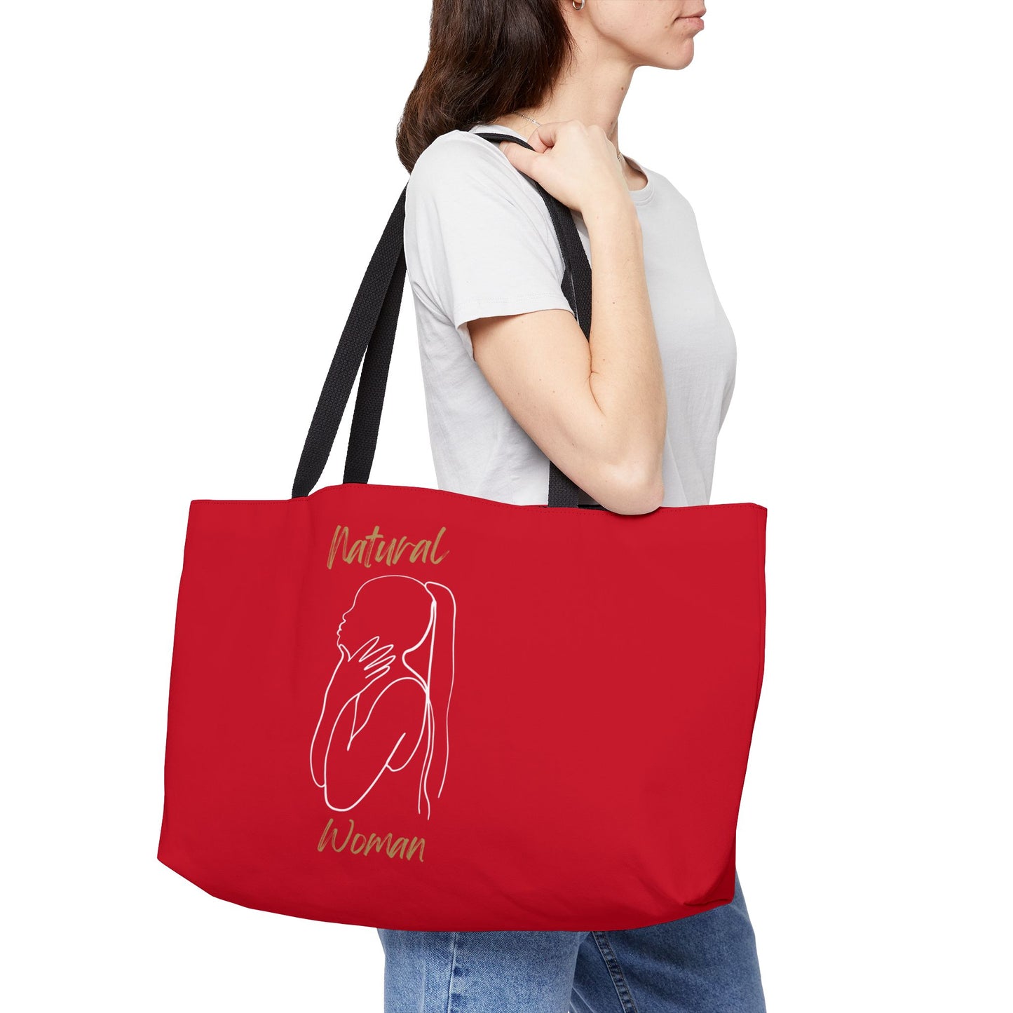 Natural Woman Ponytail (WL) Weekender Tote Bag DARK RED