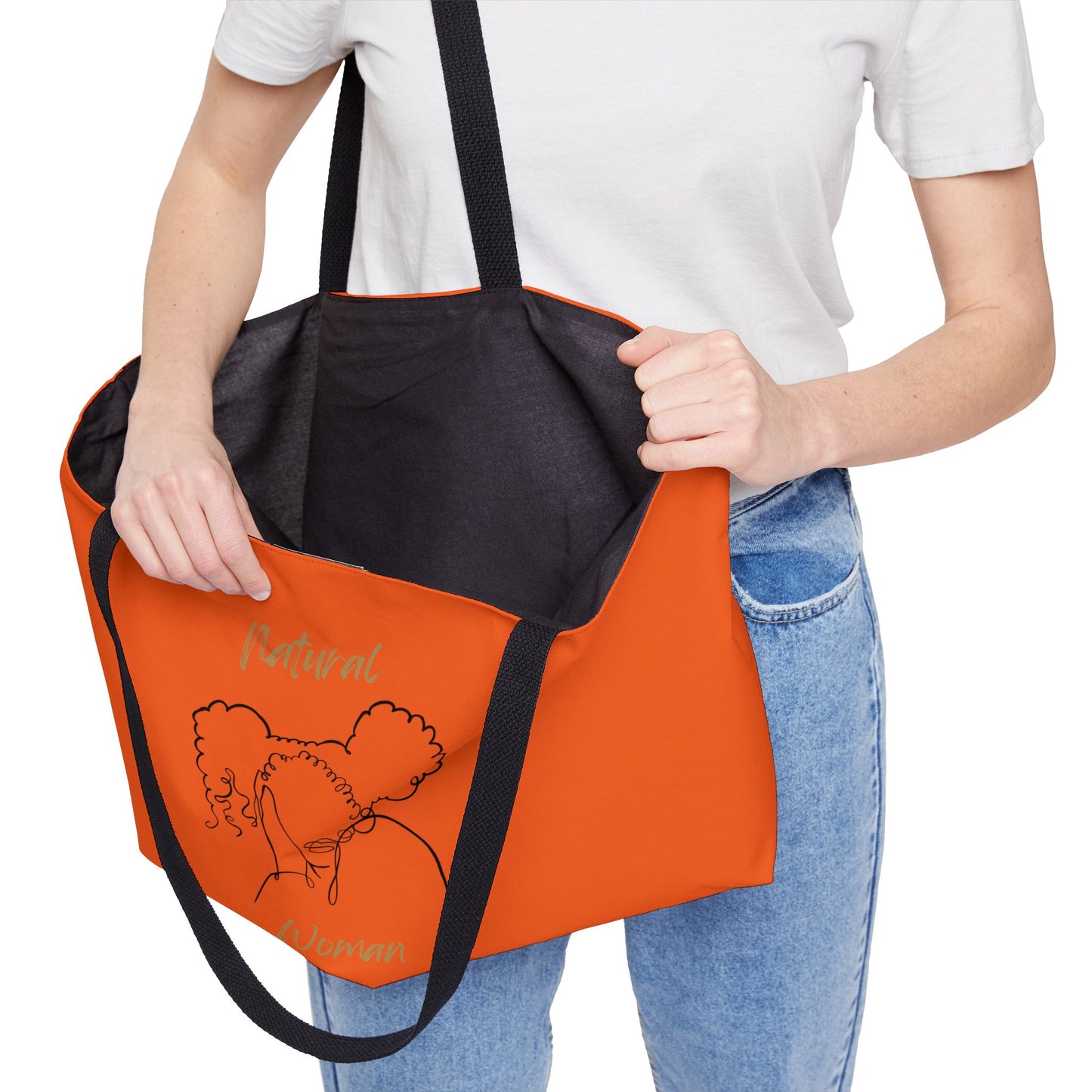 Natural Woman Twin Puffs (BL) Weekender Tote Bag ORANGE