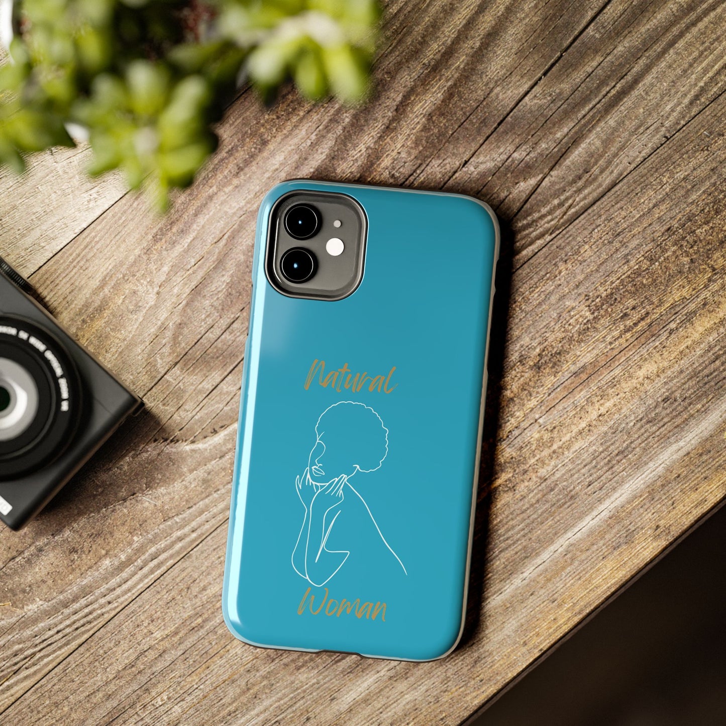 Natural Woman Cute Afro (WL)Tough Phone Cases TURQUOISE