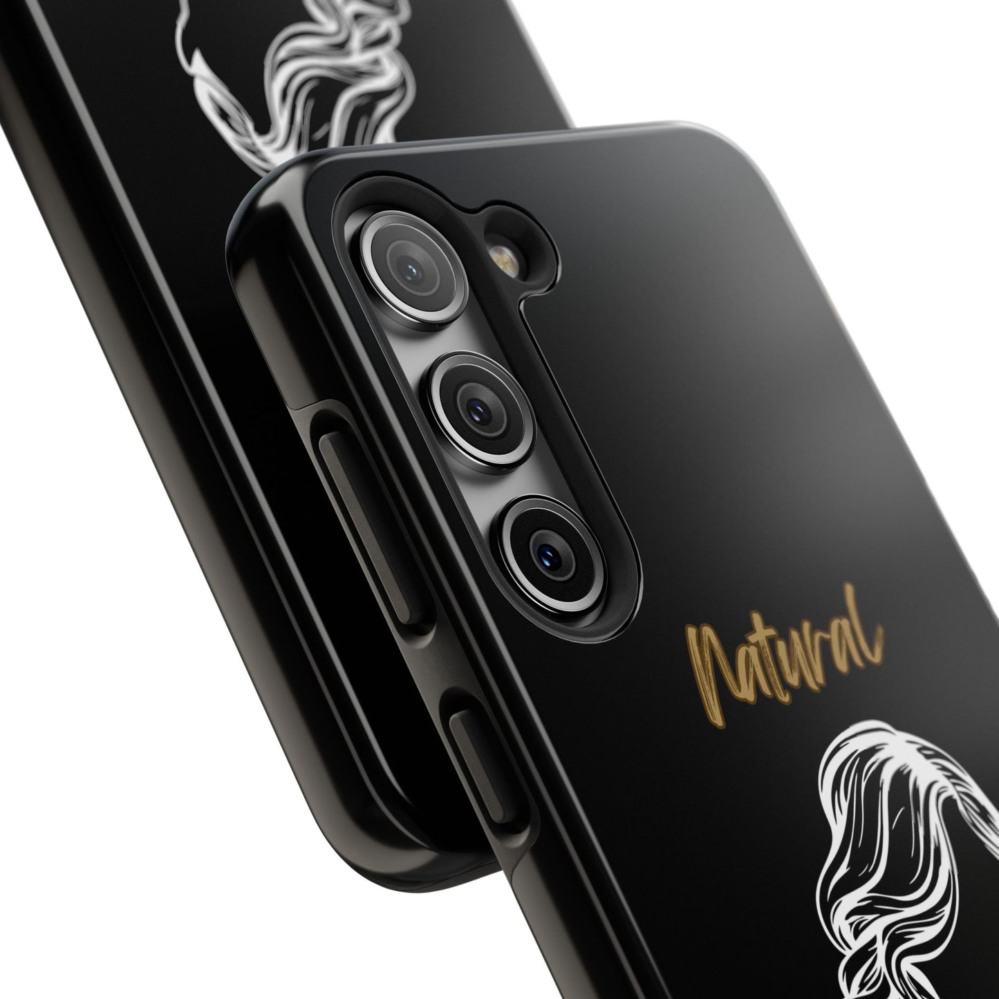 Natural Woman Long Curl (WL)Tough Phone Cases BLACK