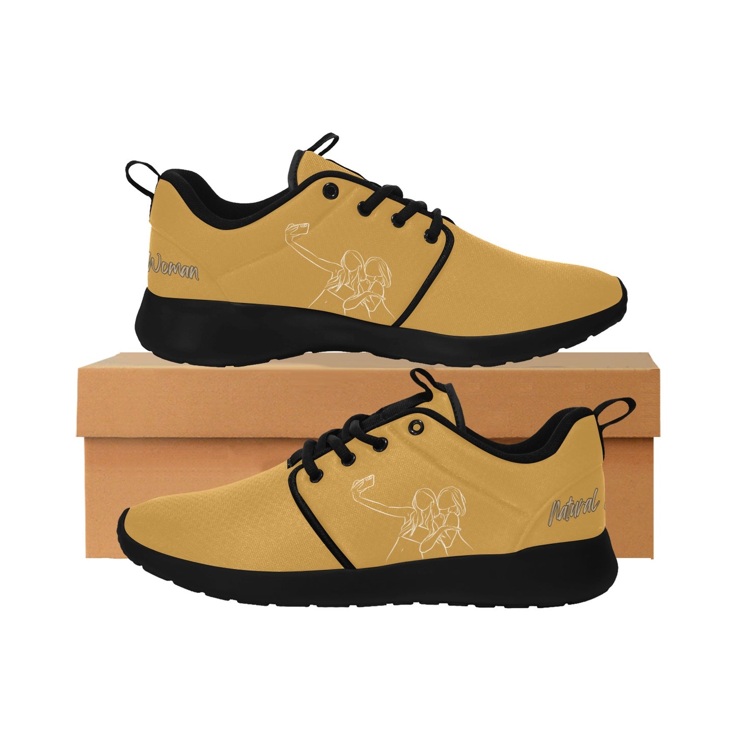 Natural Women FRIENDS SELFIE (WL) MODERATE ORANGE w/ Black Sole Sneakers