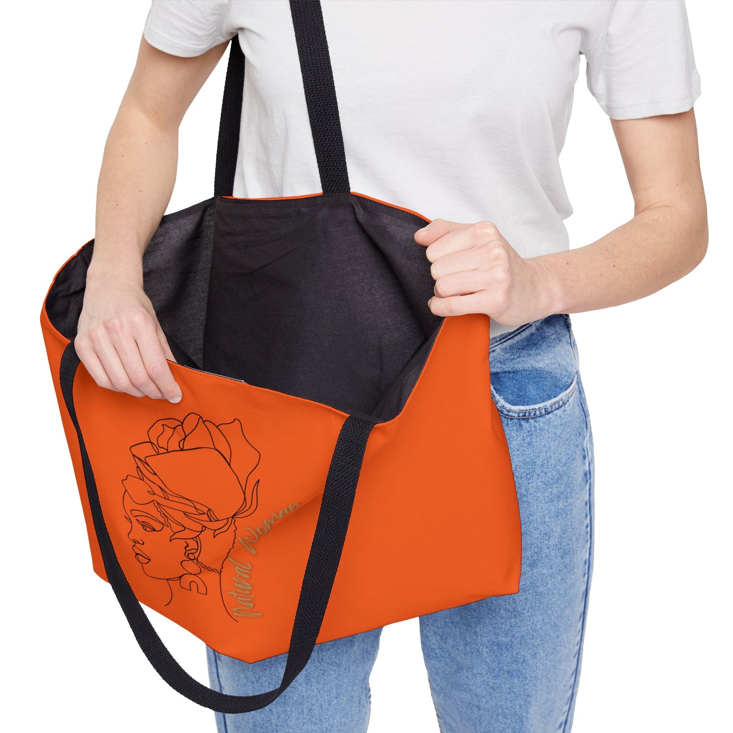 Natural Woman Flower Wrap (BL) Weekender Tote Bag ORANGE