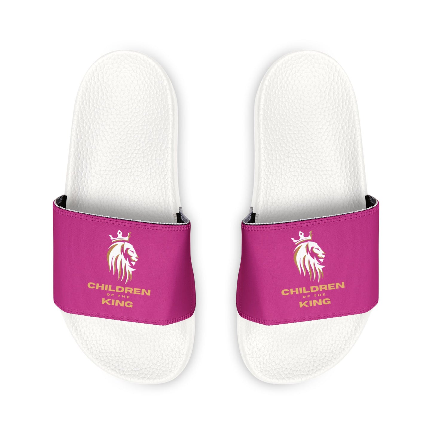 "Children of the King" WHITE Lion - PINK Youth Slide Sandals