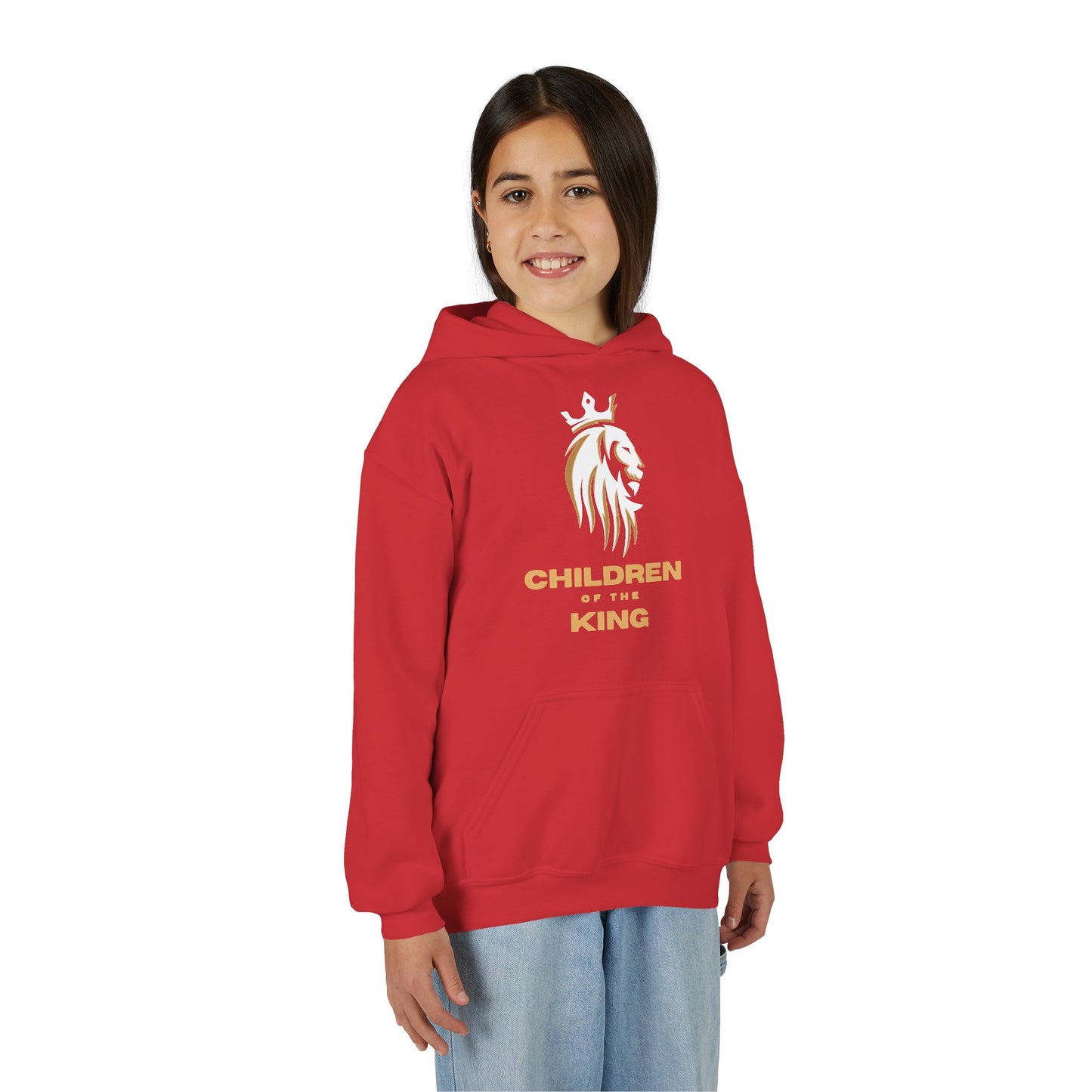 "Children of the King" Hoodie — WHITE Lion Design (Isaiah 54:13)
