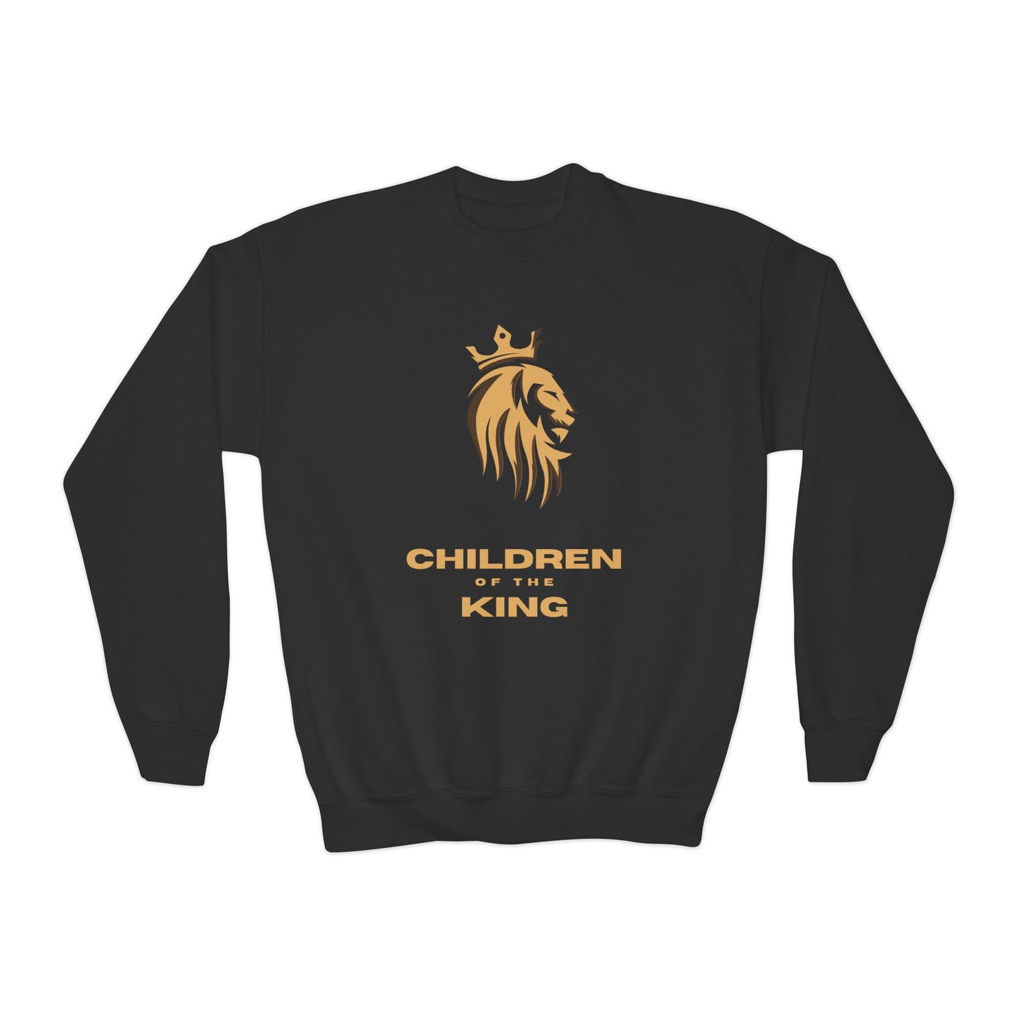 "Children of the King" Youth Sweatshirt GOLD Lion Crown Design with Psalm 127:3