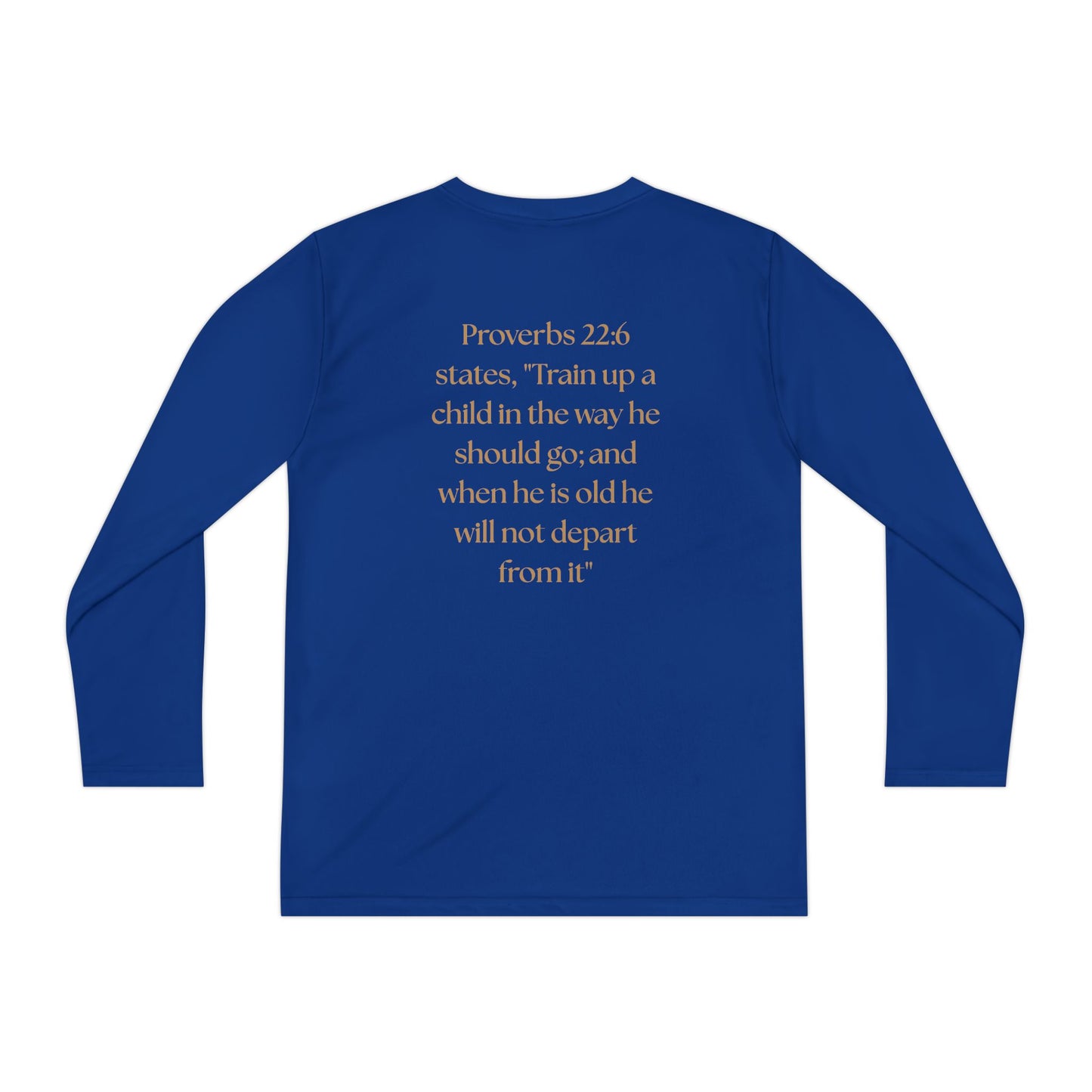 Children of the King Youth Long Sleeve Tee — Golden Lion Crest & Proverbs 22:6