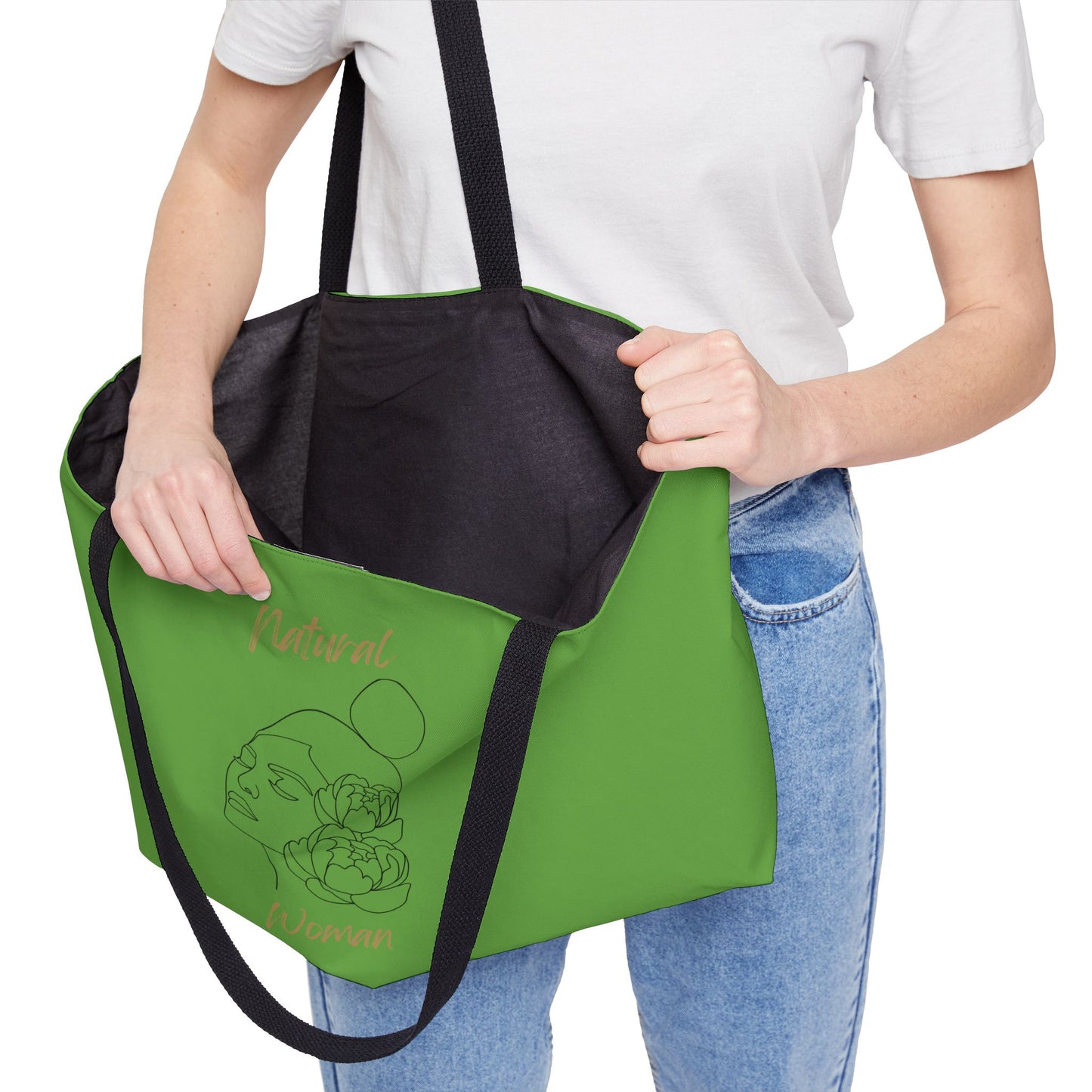 Natural Woman Bun Flower (BL) Weekender Tote Bag GREEN