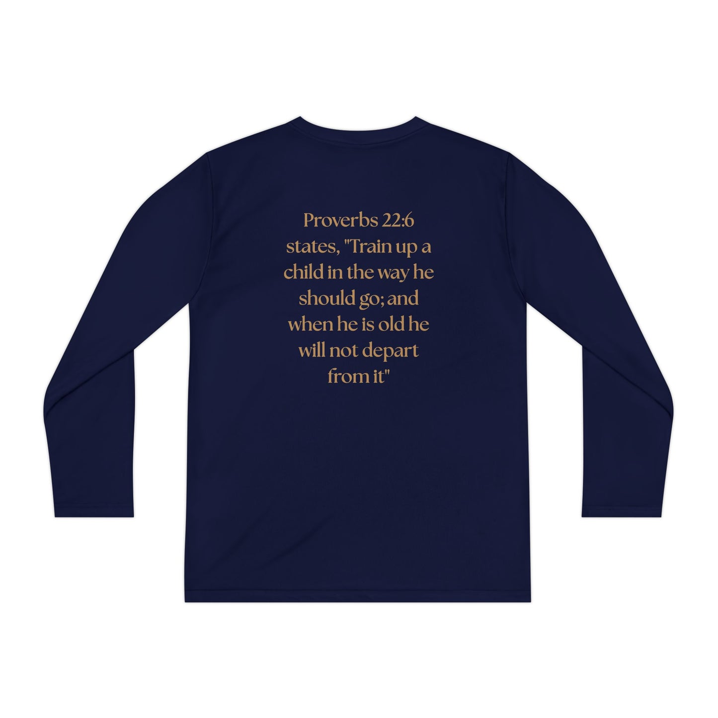 Children of the King Youth Long Sleeve Tee — Golden Lion Crest & Proverbs 22:6