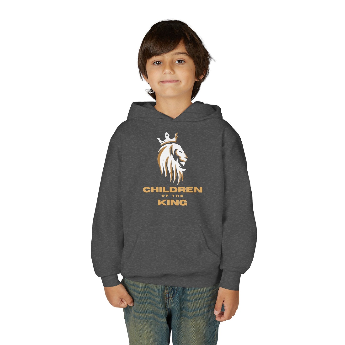 "Children of the King" Hoodie — WHITE Lion Design (Isaiah 54:13)