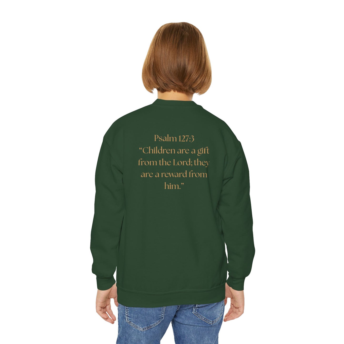 "Children of the King" Youth Sweatshirt GOLD Lion Crown Design with Psalm 127:3
