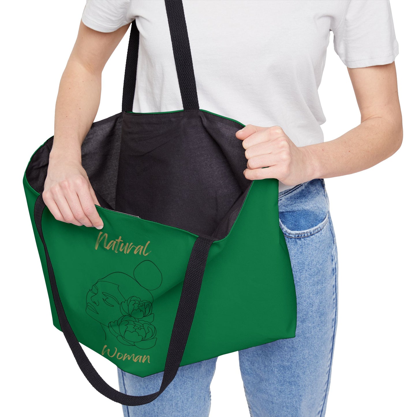 Natural Woman Bun Flower (BL) Weekender Tote Bag DARK GREEN