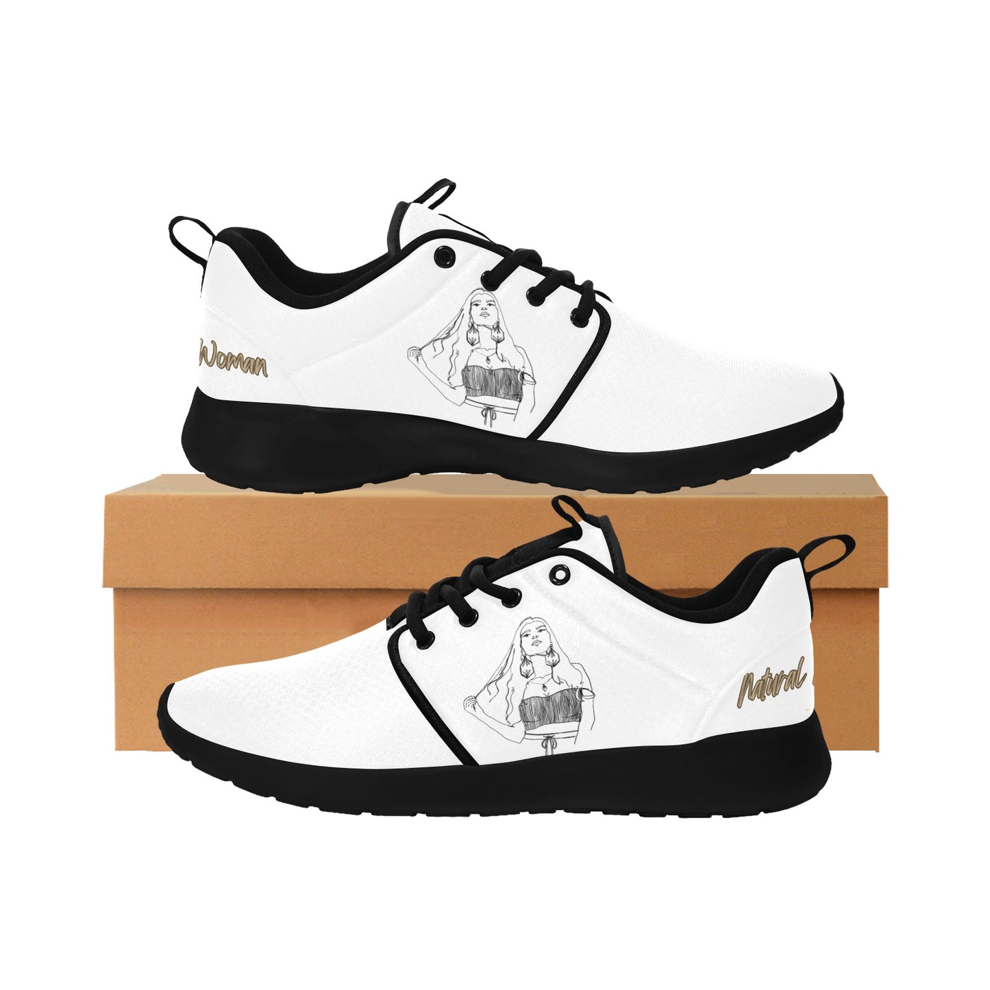 Natural Woman THINKING (BL) WHITE w/ Black Sole Sneakers