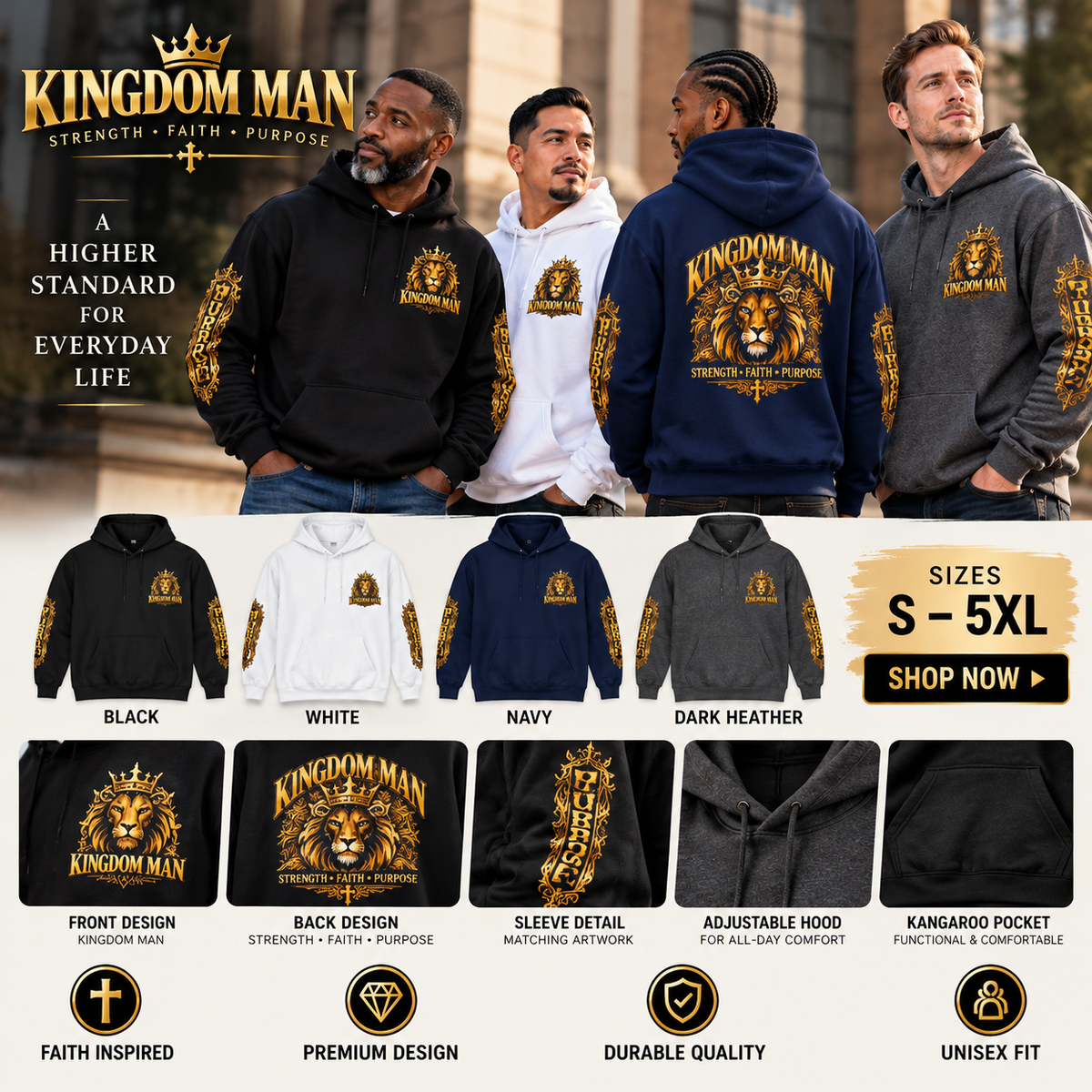 KINGDOM MAN™ Crowned Lion Hoodie
