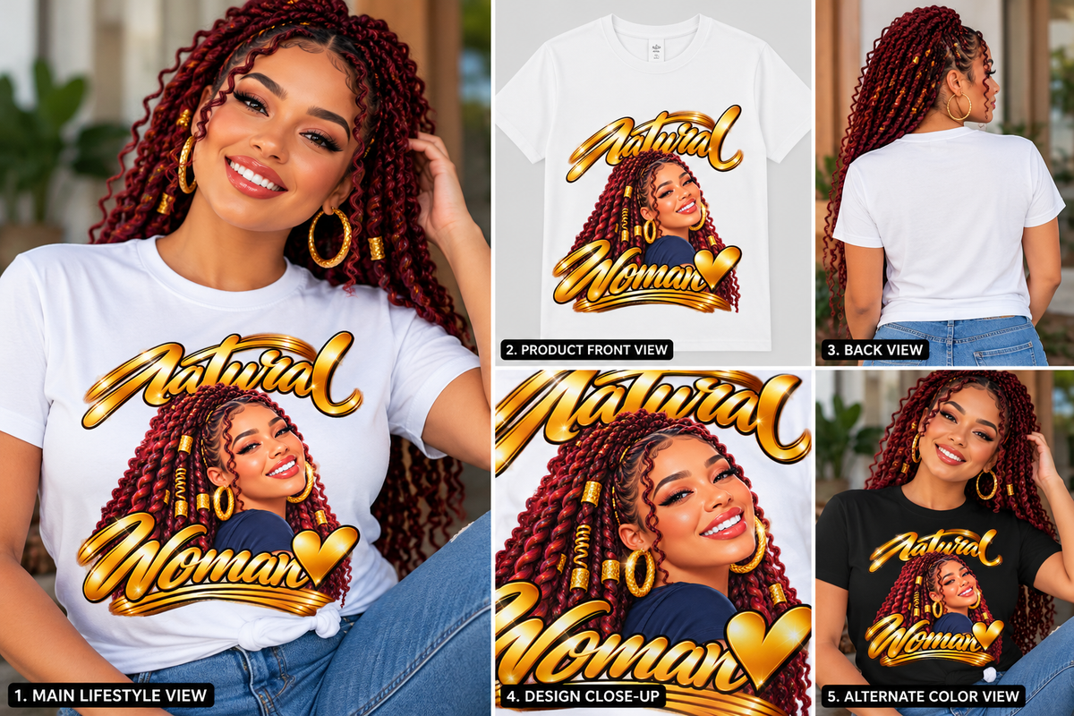 Natural Woman Twists Graphic Tee | Burgundy Twists | Women's Hair Identity T-Shirt