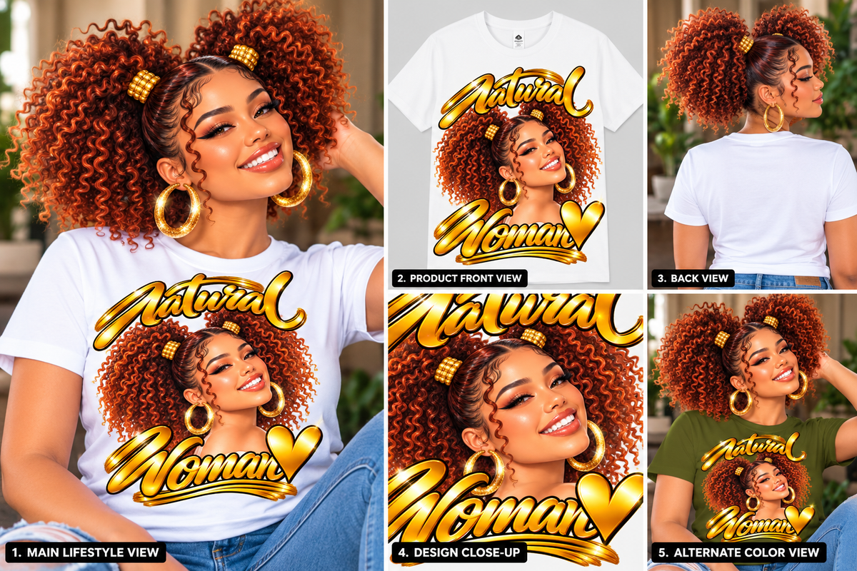 Natural Woman Twin Puffs Graphic Tee – Auburn Edition | Strong Family