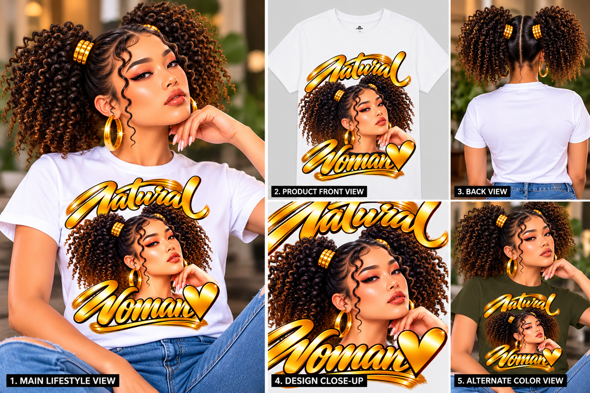 Natural Woman Twin Puffs Graphic Tee – Asian Edition | Strong Family