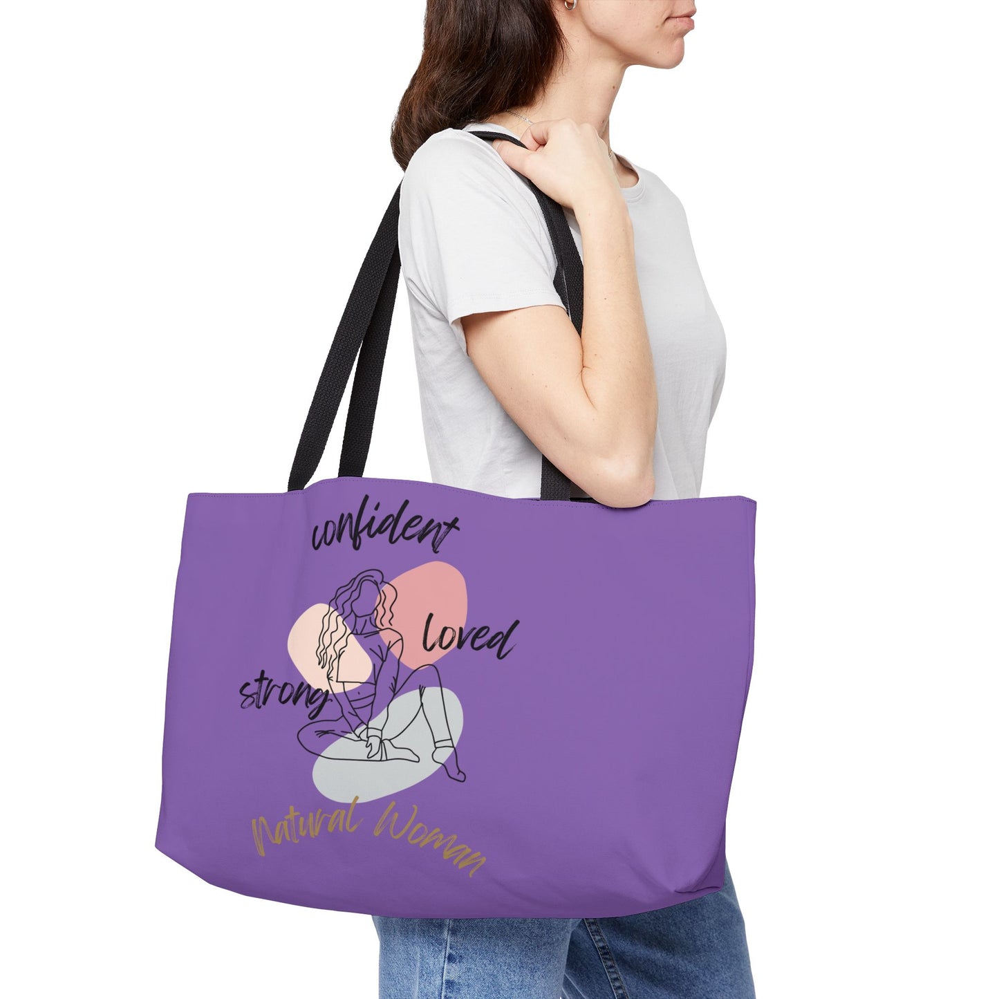 Natural Woman Strong Confident Loved (BL) Weekender Tote Bag LIGHT PURPLE