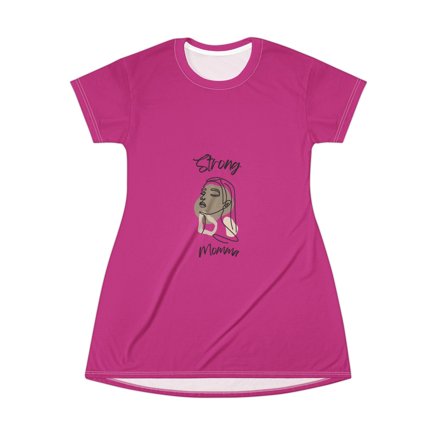 Strong Momma T-Shirt Dress (AOP/BL) Pink