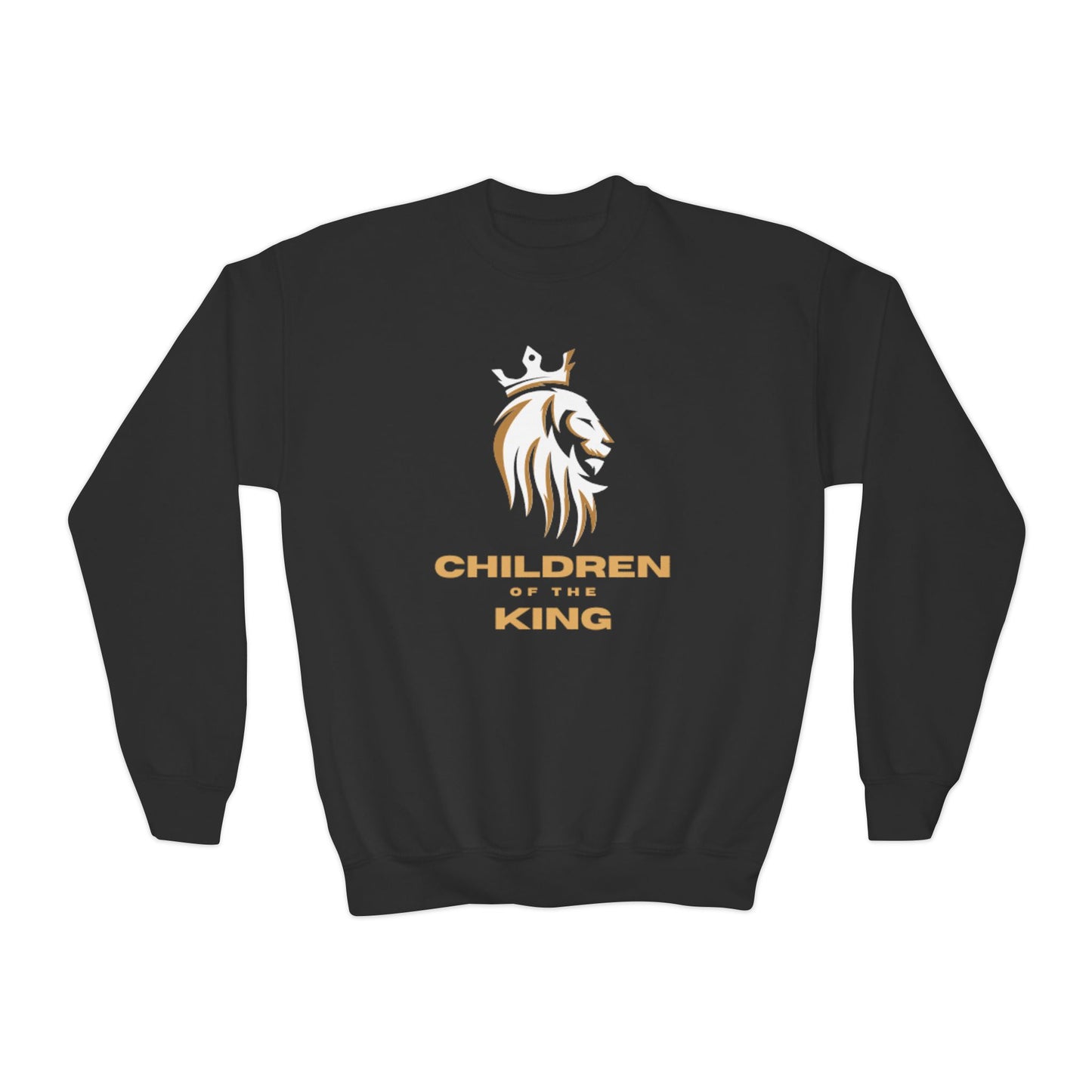 "Children of the King" Youth Crewneck Sweatshirt WHITE Lion Design with Psalm 127:3
