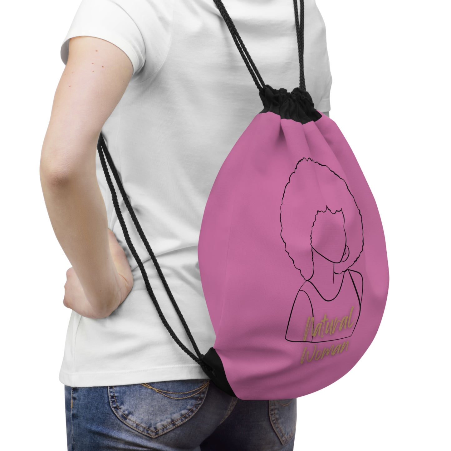 Natural Woman Afro (BL) Drawstring Bag LIGHT PINK