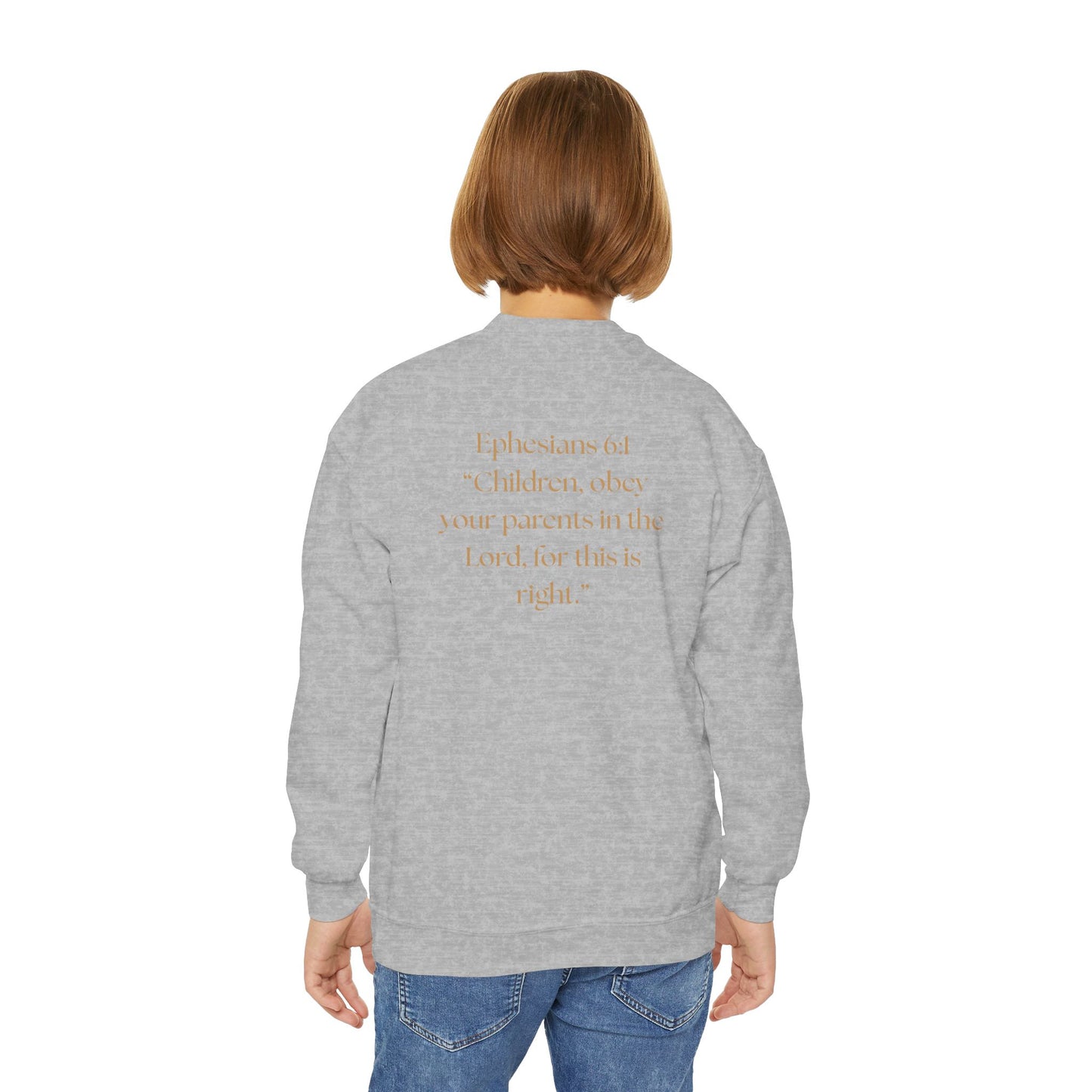 Kingdom Kids Youth Crewneck Sweatshirt - Faith-Inspired, Ephesians 6:1