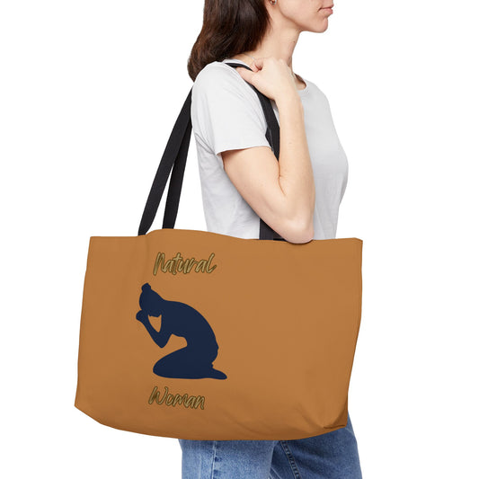 Natural Woman Pray (BL) Weekender Tote Bag LIGHT BROWN